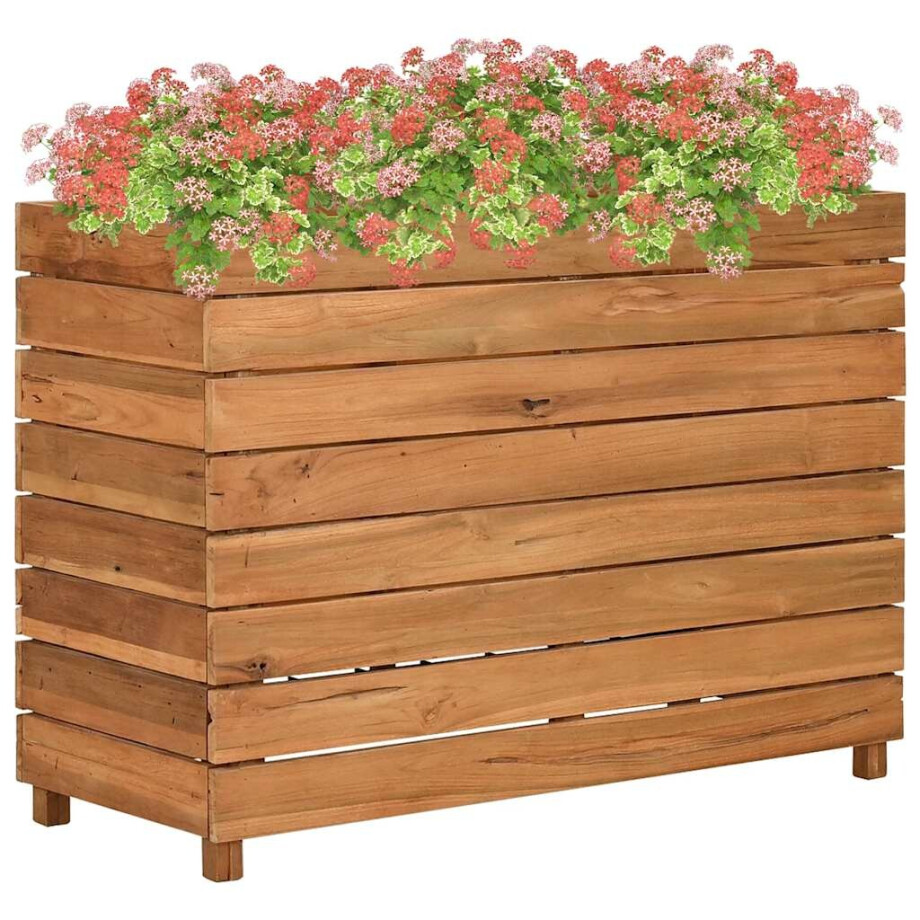 vidaXL Plantenbak verhoogd 100x40x72 cm gerecycled teakhout en staal afbeelding 1