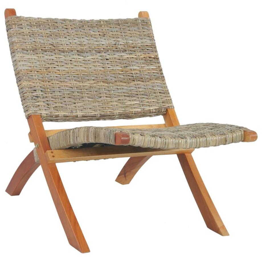 vidaXL Relaxstoel natuurlijk kubu rattan en massief mahoniehout afbeelding 1
