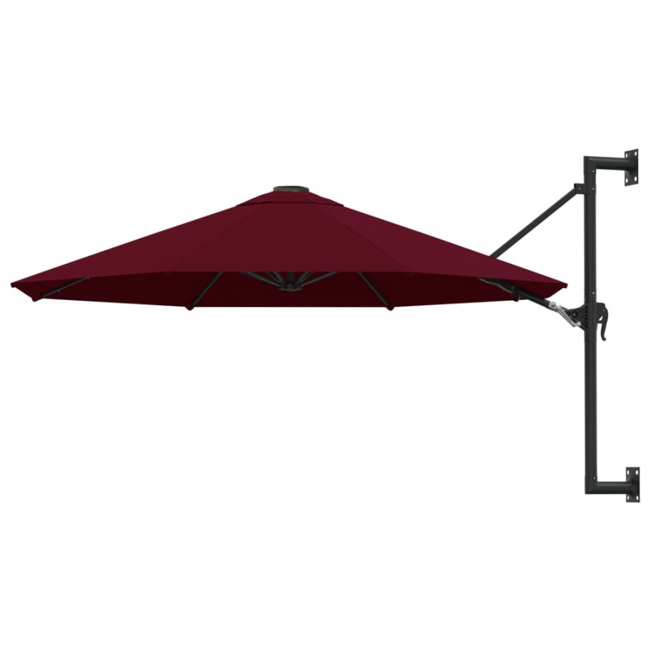 vidaXL Wandparasol met metalen paal 300 cm bordeauxrood afbeelding 1