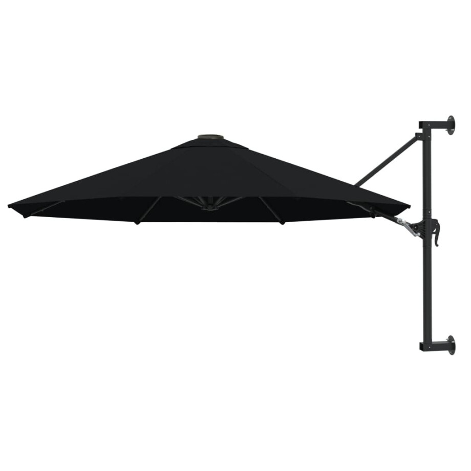 vidaXL Wandparasol met metalen paal 300 cm zwart vidaXL Wandparasol met metalen paal 300 cm zwart afbeelding 1