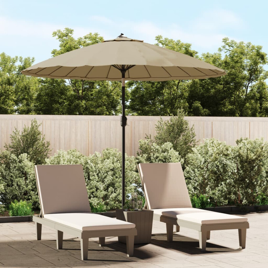 vidaXL Parasol met aluminium paal 270 cm taupe afbeelding 1