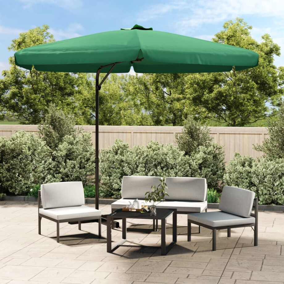 vidaXL Parasol met stalen paal 300 cm groen afbeelding 1