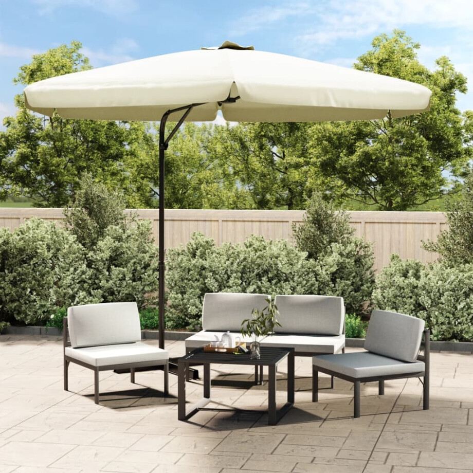 vidaXL Parasol met stalen paal 300 cm zandwit afbeelding 1