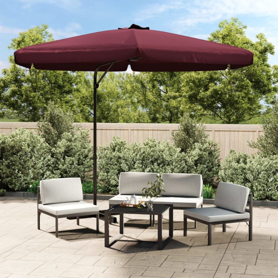 vidaXL Parasol met stalen paal 300 cm bordeauxrood afbeelding 1