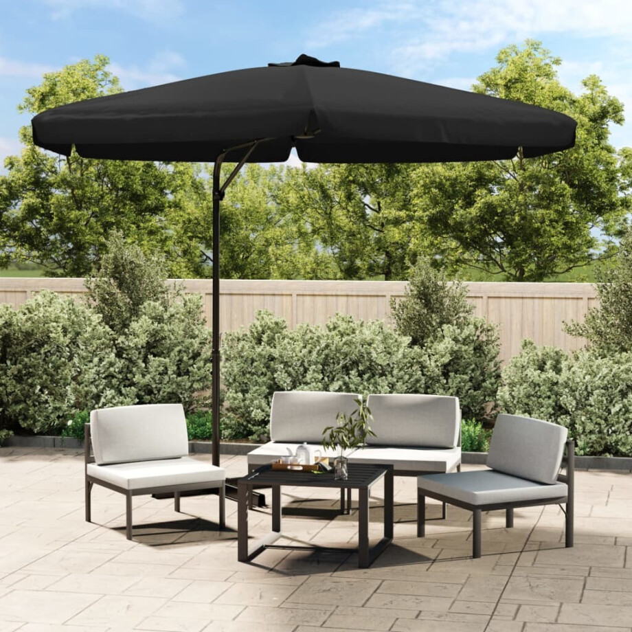 vidaXL Parasol met stalen paal 300 cm zwart afbeelding 1