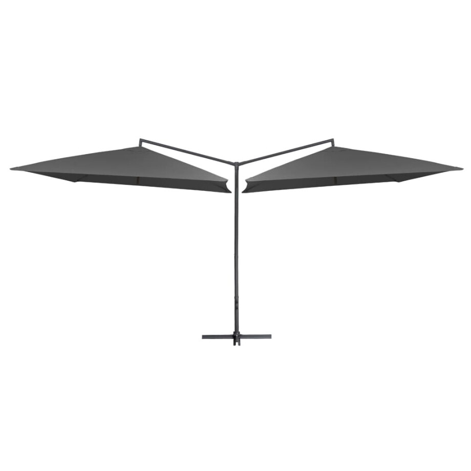 vidaXL Parasol dubbel met stalen paal 250x250 cm antraciet vidaXL Parasol dubbel met stalen paal 250x250 cm antraciet afbeelding 1