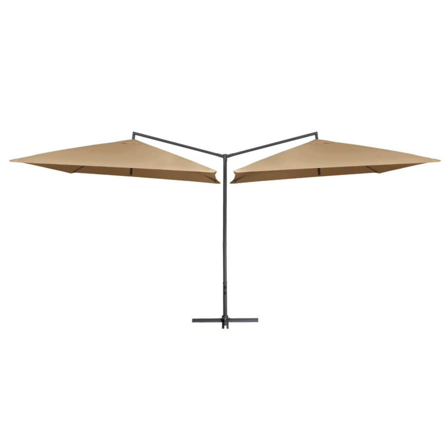 vidaXL Parasol dubbel met stalen paal 250x250 cm taupe afbeelding 1