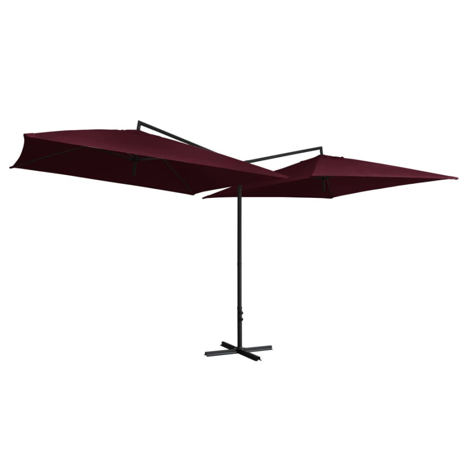 vidaXL Parasol dubbel met stalen paal 250x250 cm bordeauxrood afbeelding 1