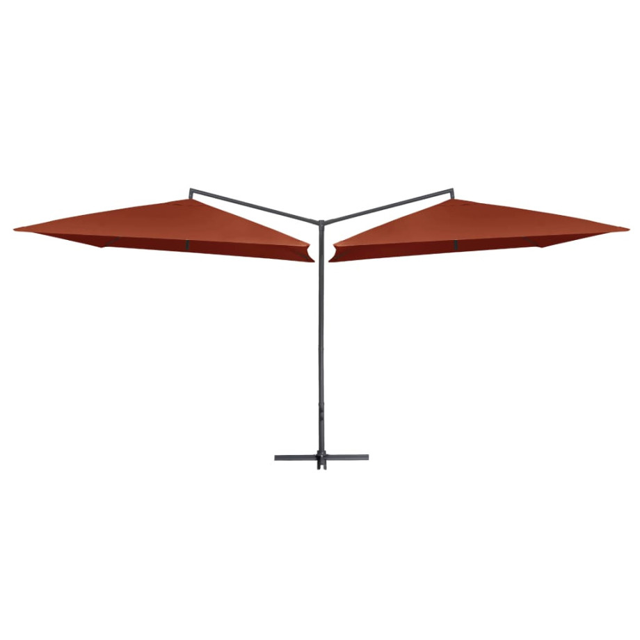 vidaXL Parasol dubbel met stalen paal 250x250 cm terracottakleurig afbeelding 1