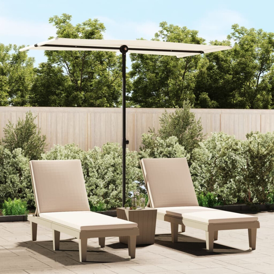 vidaXL Parasol met aluminium paal 180x110 cm zandwit vidaXL Parasol met aluminium paal 180x110 cm zandwit afbeelding 1