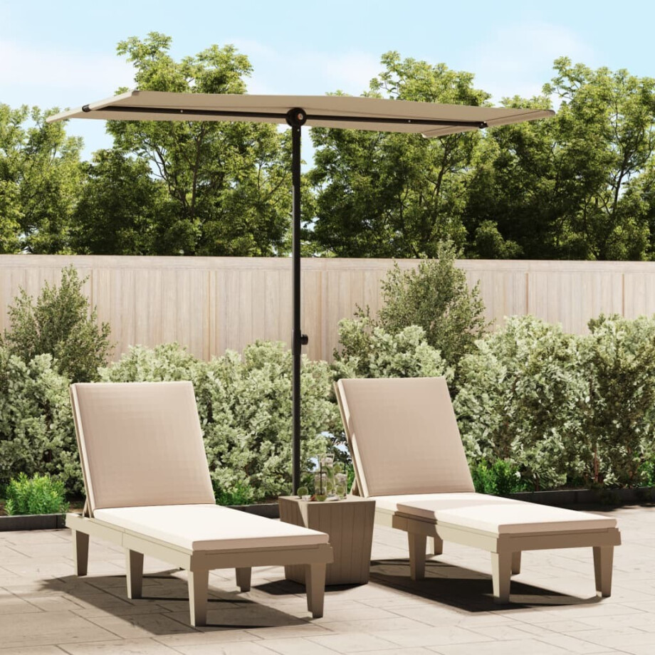 vidaXL Parasol met aluminium paal 180x110 cm taupe afbeelding 1