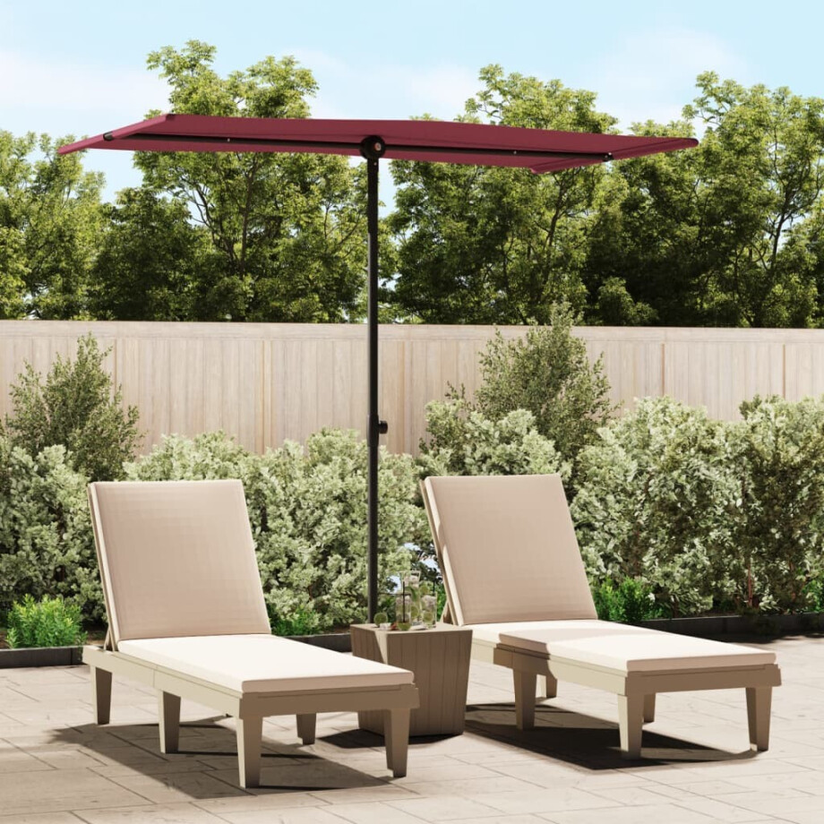 vidaXL Parasol met aluminium paal 180x110 cm bordeauxrood vidaXL Parasol met aluminium paal 180x110 cm bordeauxrood afbeelding 1