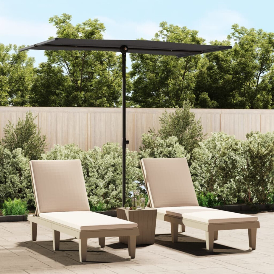 vidaXL Parasol met aluminium paal 180x110 cm zwart afbeelding 1