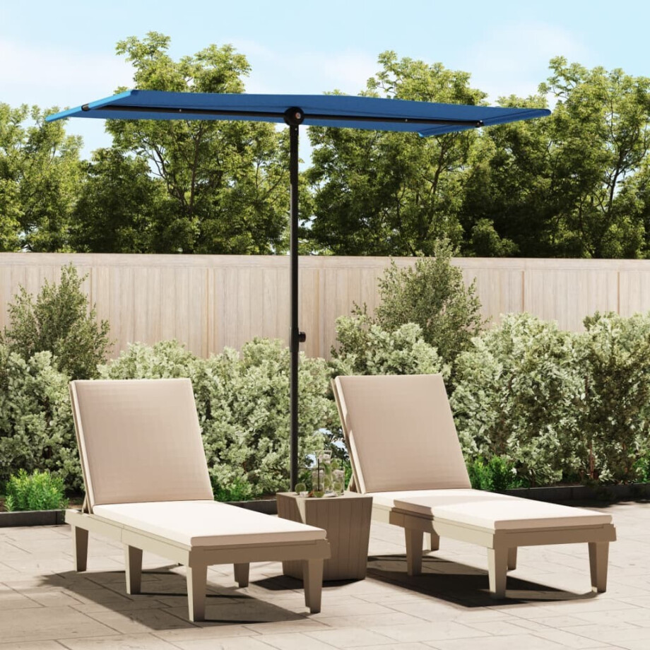 vidaXL Parasol met aluminium paal 180x110 cm azuurblauw vidaXL Parasol met aluminium paal 180x110 cm azuurblauw afbeelding 1
