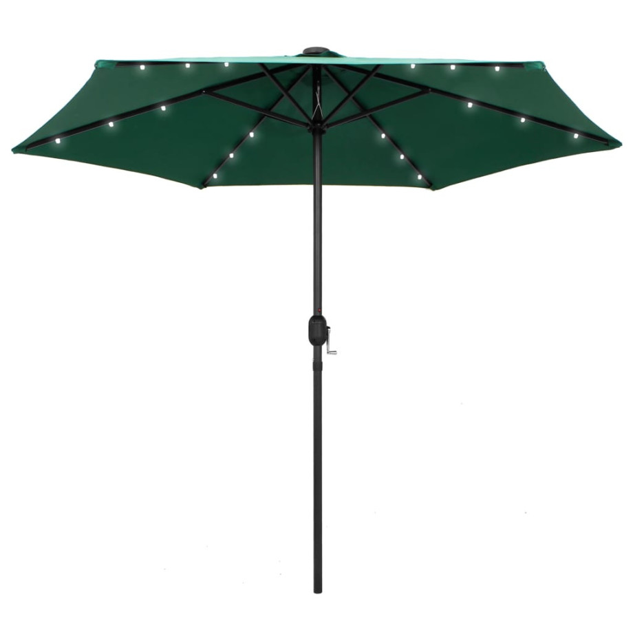 vidaXL Parasol met LED-verlichting en aluminium paal 270 cm groen afbeelding 1