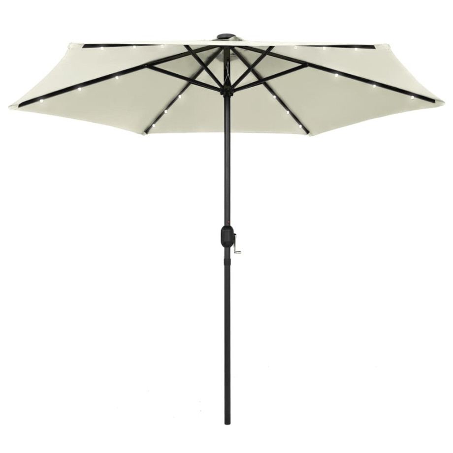 vidaXL Parasol met LED-verlichting en aluminium paal 270 cm zandwit afbeelding 1