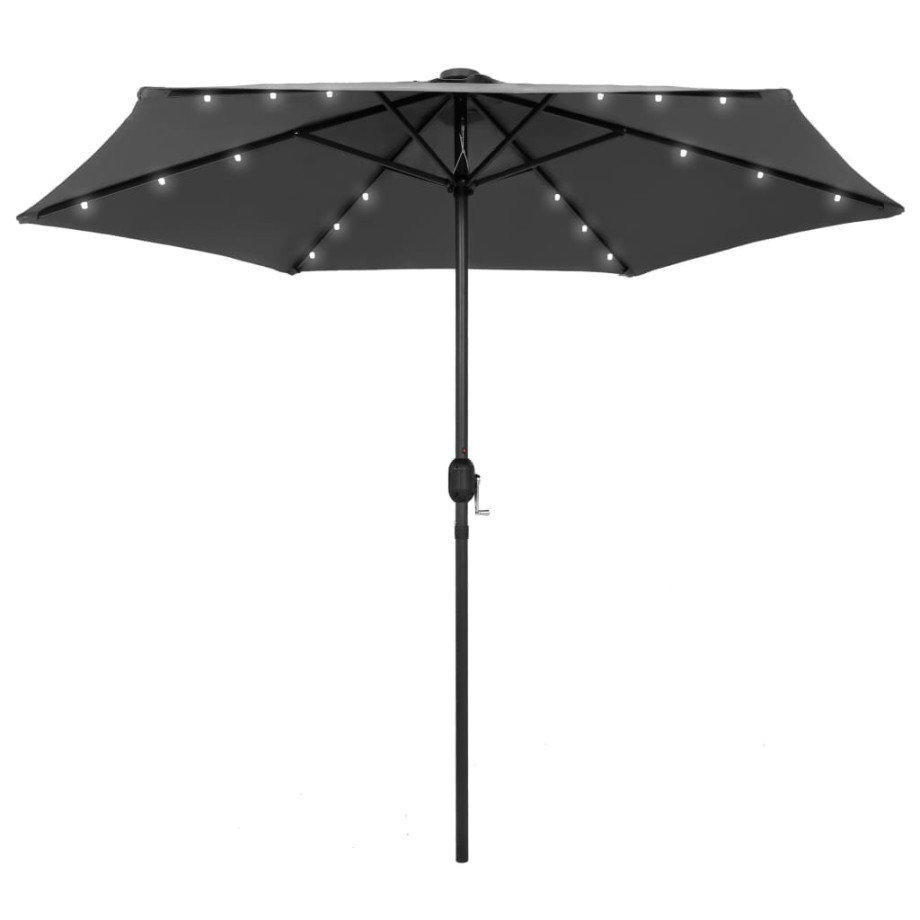 vidaXL Parasol met LED-verlichting en aluminium paal 270 cm antraciet afbeelding 1