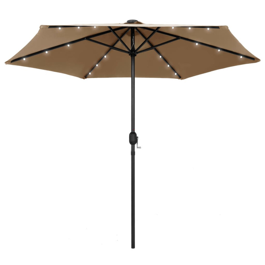 vidaXL Parasol met LED-verlichting en aluminium paal 270 cm taupe afbeelding 1