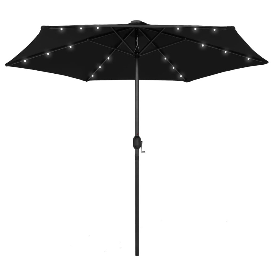 vidaXL Parasol met LED-verlichting en aluminium paal 270 cm zwart afbeelding 1