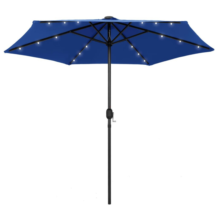 vidaXL Parasol met LED-verlichting en aluminium paal 270 cm azuurblauw vidaXL Parasol met LED-verlichting en aluminium paal 270 cm azuurblauw afbeelding 1