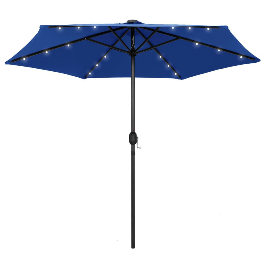 vidaXL Parasol met LED-verlichting en aluminium paal 270 cm azuurblauw afbeelding 1