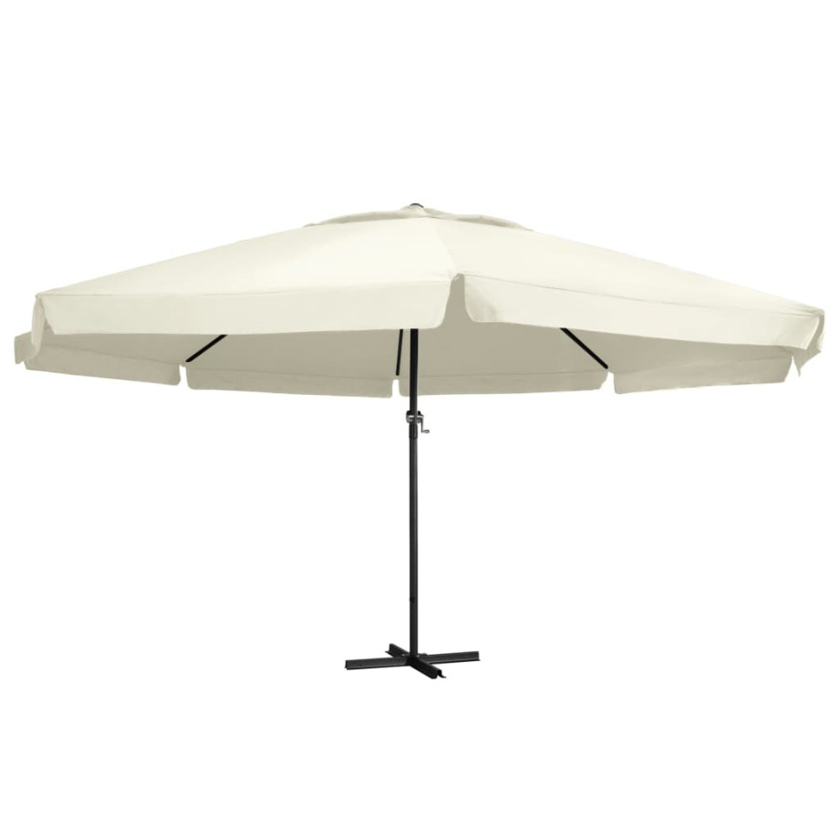 vidaXL Parasol met aluminium paal 600 cm zandwit afbeelding 1