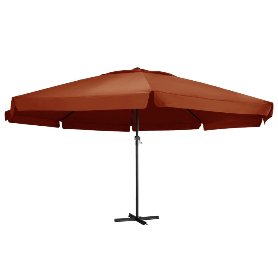 vidaXL Parasol met aluminium paal 600 cm terracottakleurig afbeelding 1