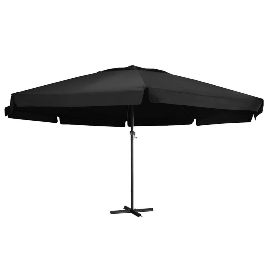 vidaXL Parasol met aluminium paal 600 cm zwart afbeelding 1