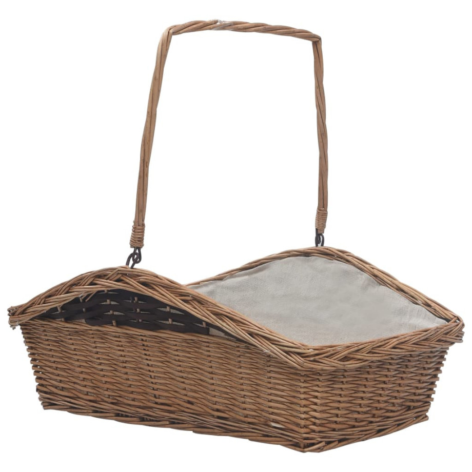 vidaXL Houtmand met handvat 61,5x46,5x58 cm wilgenhout bruin afbeelding 1