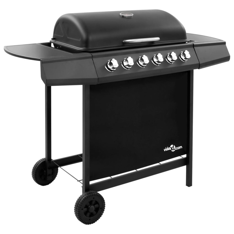vidaXL Gasbarbecue met 6 branders zwart afbeelding 1