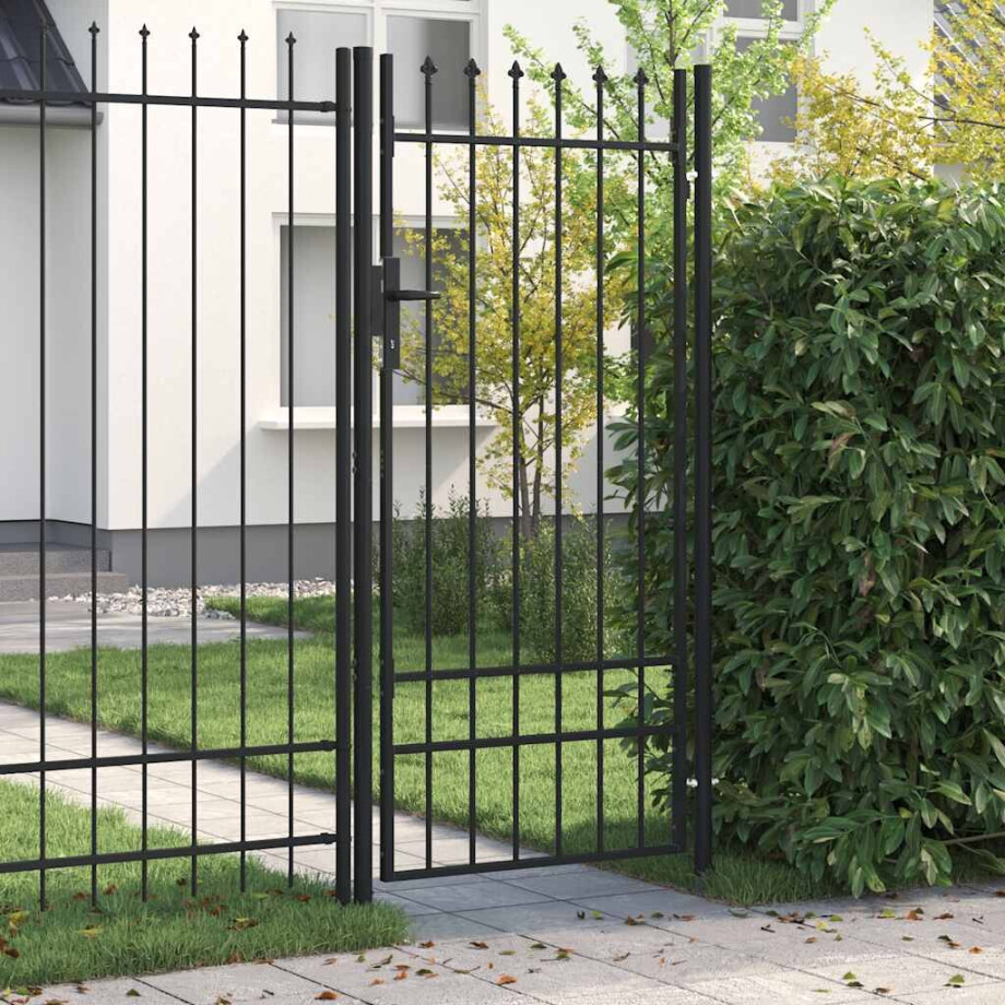 vidaXL Hekpoort BOXTEL enkele deur met puntige bovenkant staal 1x2 m zwart vidaXL Hekpoort BOXTEL enkele deur met puntige bovenkant staal 1x2 m zwart afbeelding 1