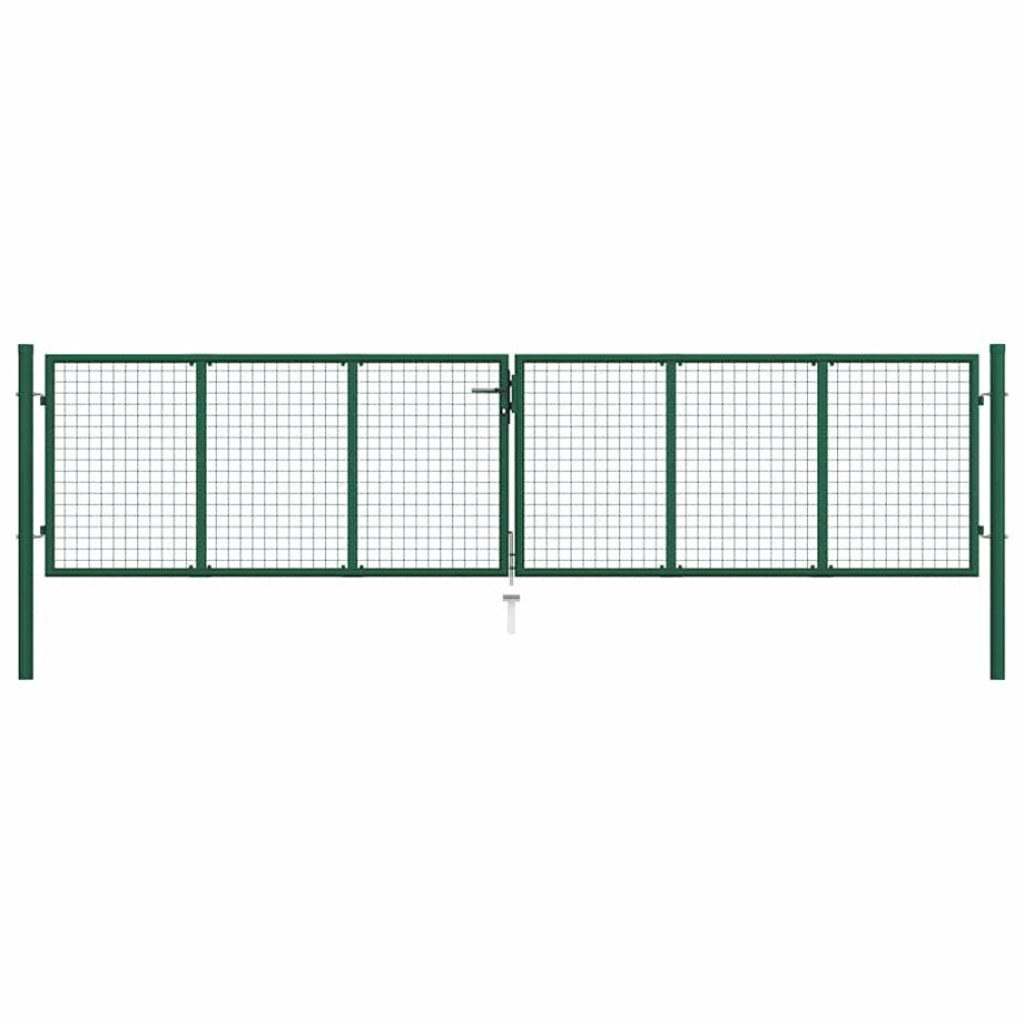 vidaXL Tuinhek van gaas staal 400x75 cm groen afbeelding 1