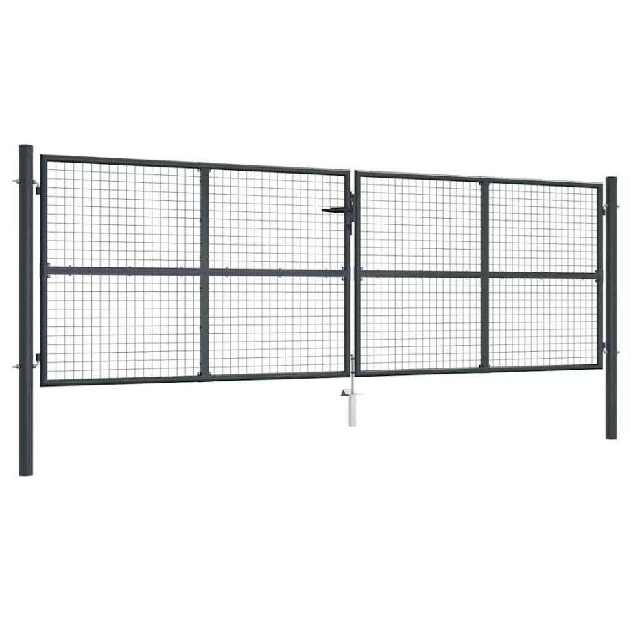 vidaXL Tuinhek van gaas gegalvaniseerd staal 400x125 cm grijs afbeelding 1