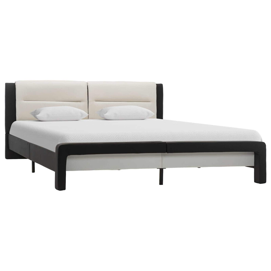 vidaXL Bedframe met hoofdeinde Zwart 160 x 200 cm Nep Leer afbeelding 1