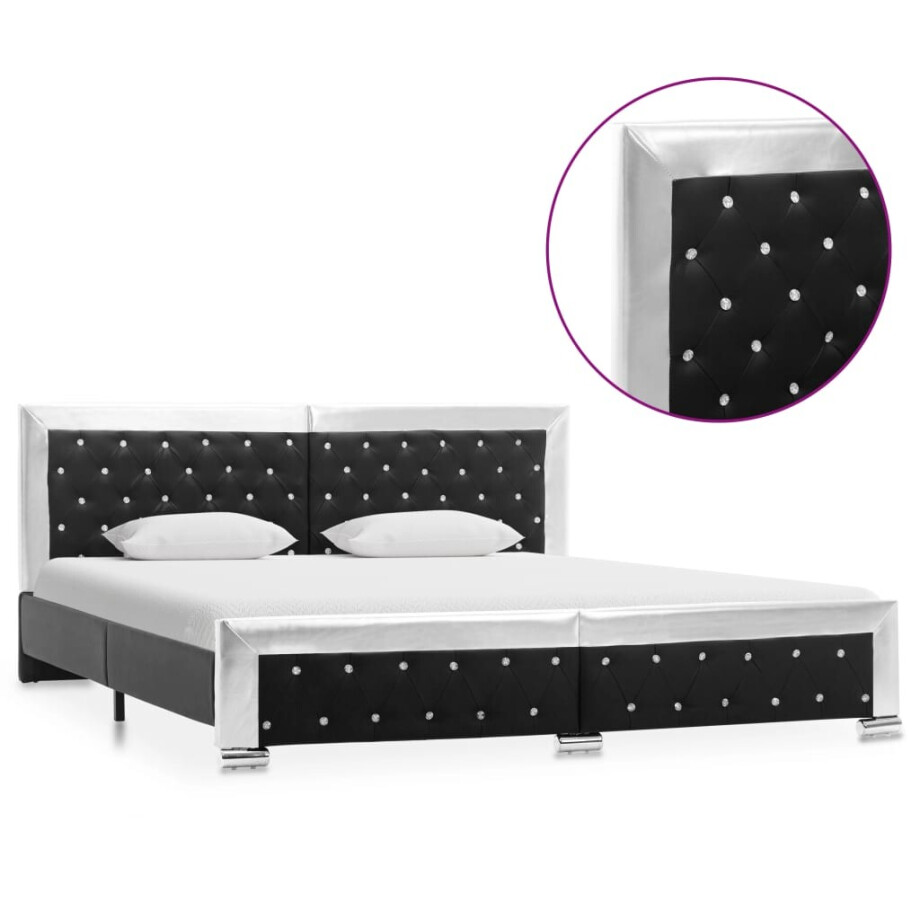 vidaXL Bedframe kunstleer zwart 180x200 cm afbeelding 1