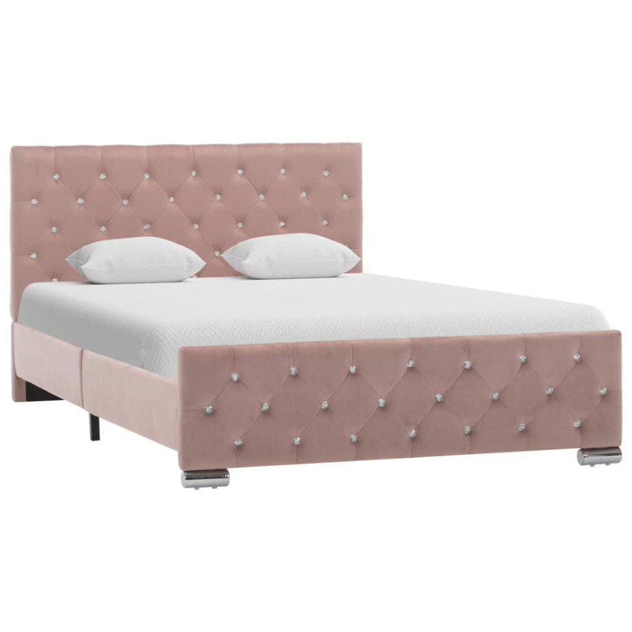 vidaXL Bedframe fluweel roze 120x200 cm afbeelding 1