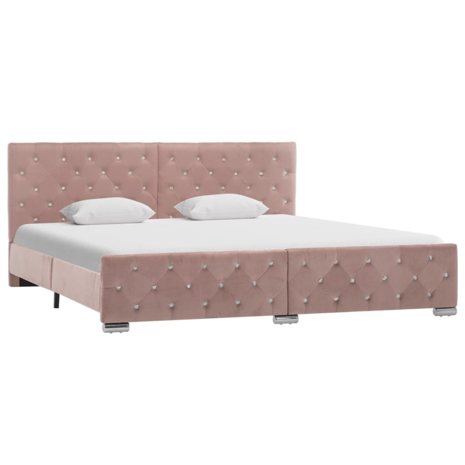 vidaXL Bedframe fluweel roze 180x200 cm afbeelding 1