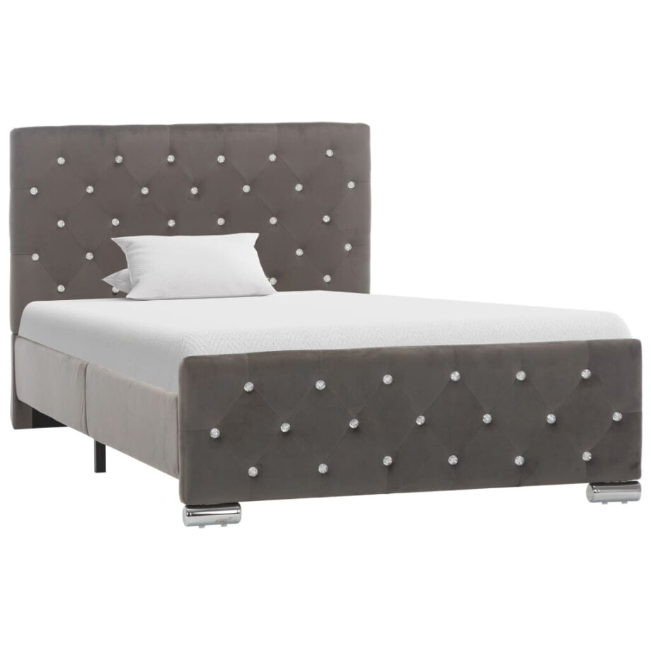 vidaXL Bedframe fluweel grijs 100x200 cm vidaXL Bedframe fluweel grijs 100x200 cm afbeelding 1
