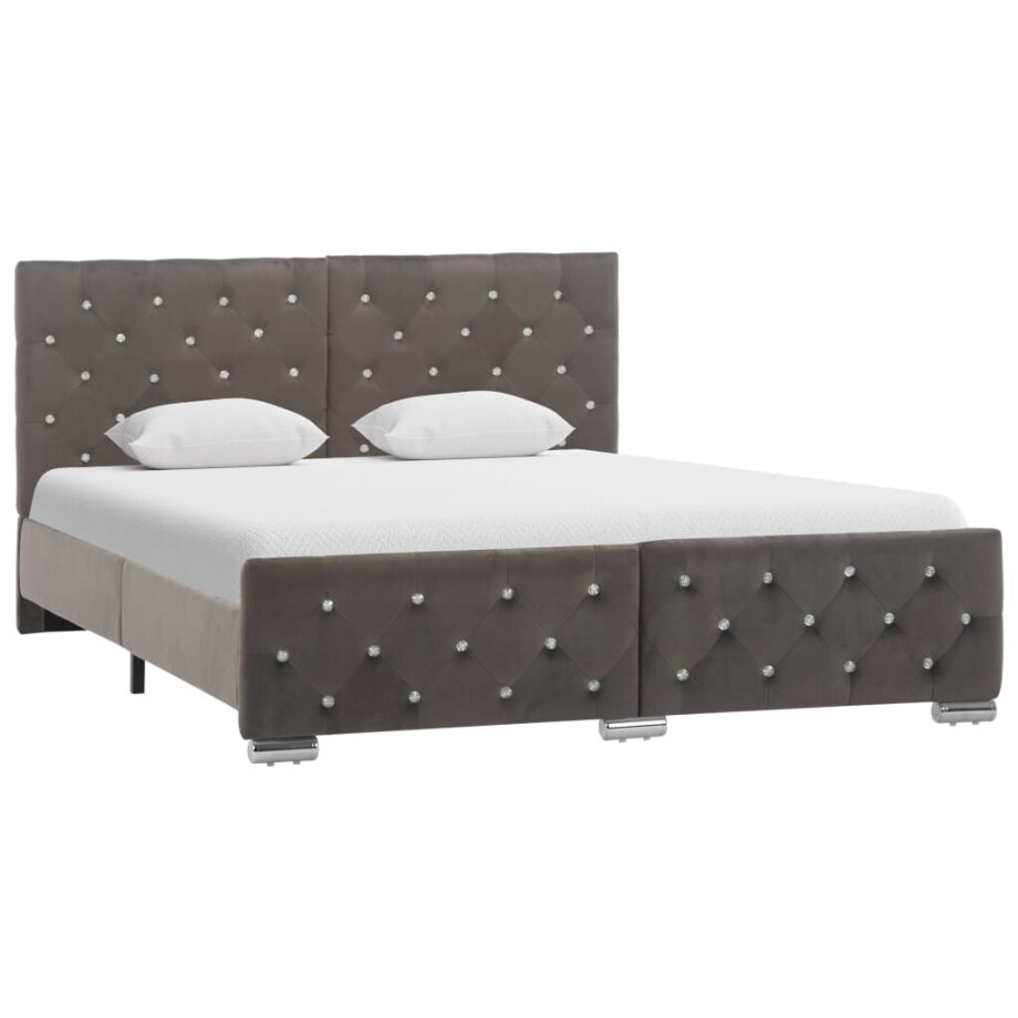 vidaXL Bedframe fluweel grijs 140x200 cm vidaXL Bedframe fluweel grijs 140x200 cm afbeelding 1