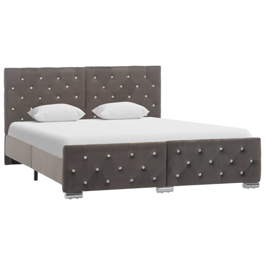 vidaXL Bedframe fluweel grijs 140x200 cm afbeelding 1