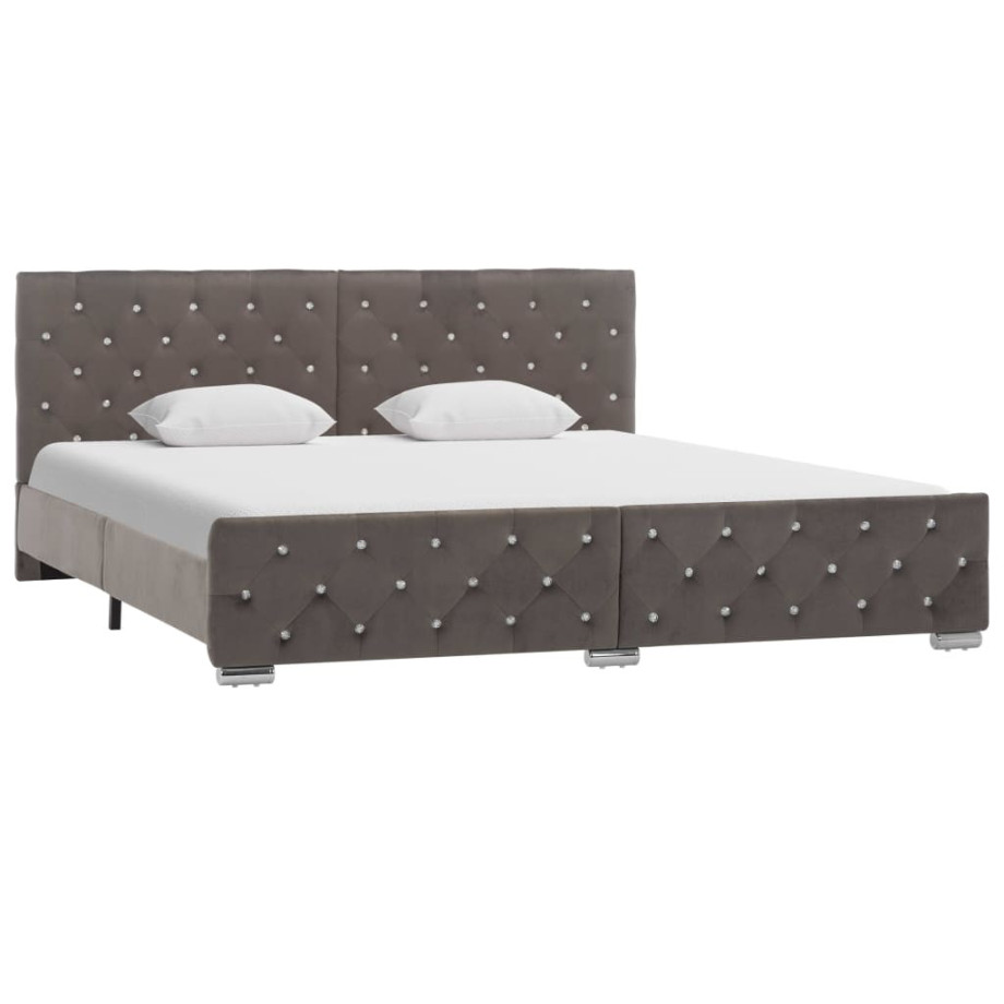 vidaXL Bedframe fluweel grijs 180x200 cm afbeelding 1