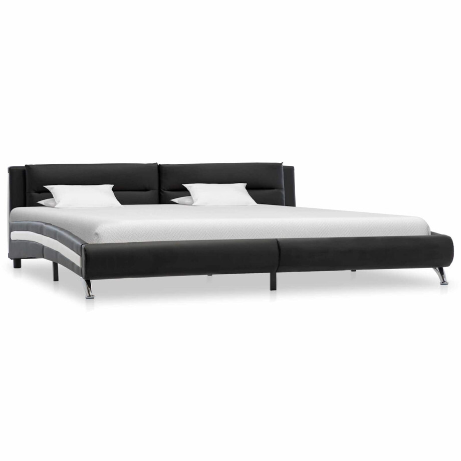 vidaXL Bedframe met hoofdeinde Zwart 160 x 200 cm Nep Leer vidaXL Bedframe met hoofdeinde Zwart 160 x 200 cm Nep Leer afbeelding 1