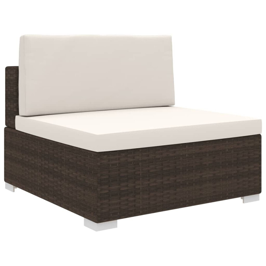 vidaXL Tuinstoel met kussens middensectie poly rattan bruin afbeelding 1