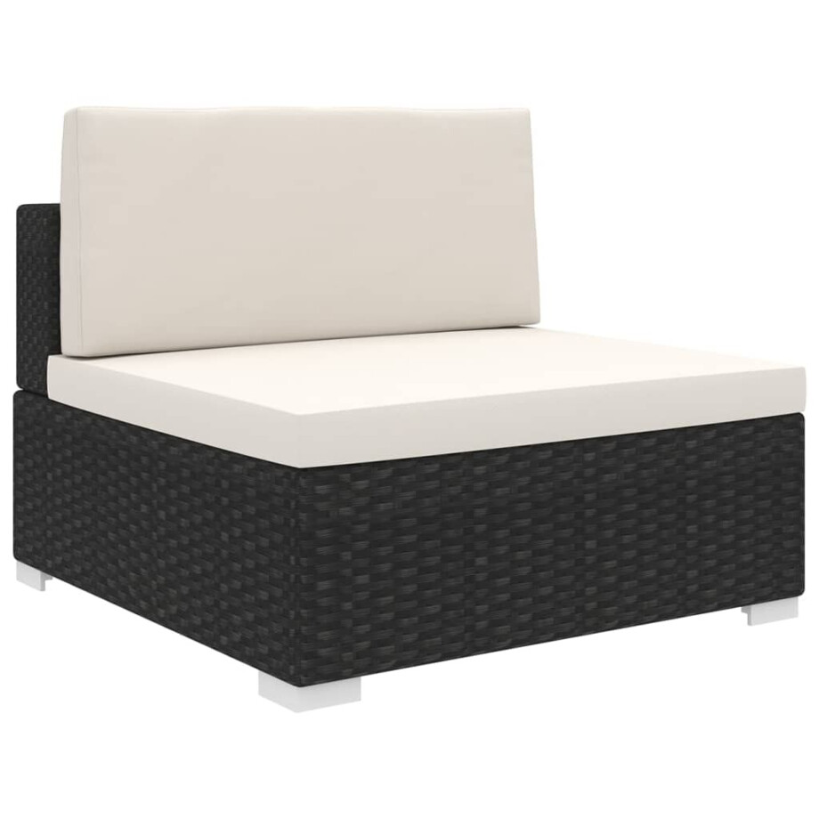 vidaXL Tuinstoel met kussens middensectie poly rattan zwart afbeelding 1