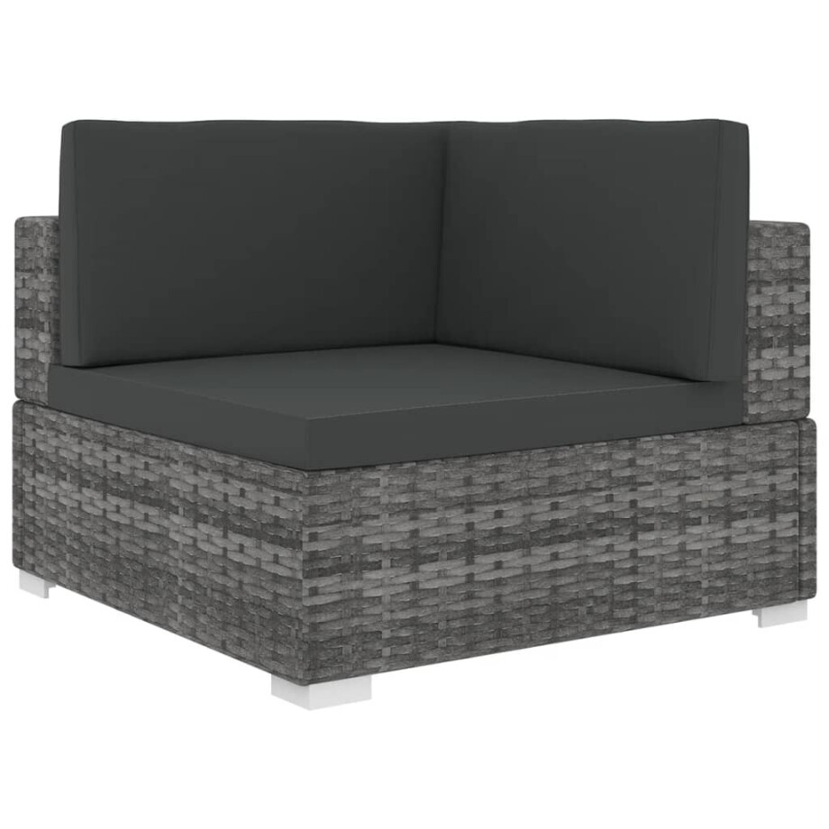 vidaXL Tuinstoel met kussens hoeksectie poly rattan grijs afbeelding 1