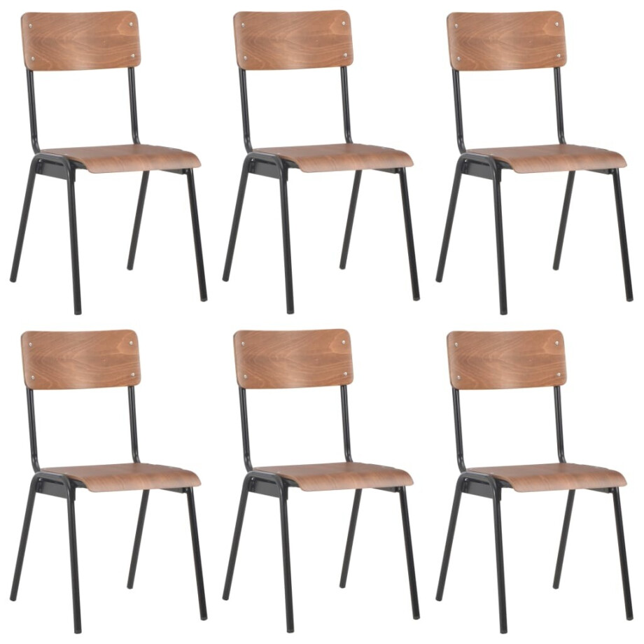 vidaXL Eetkamerstoelen 6 st multiplex bruin afbeelding 1