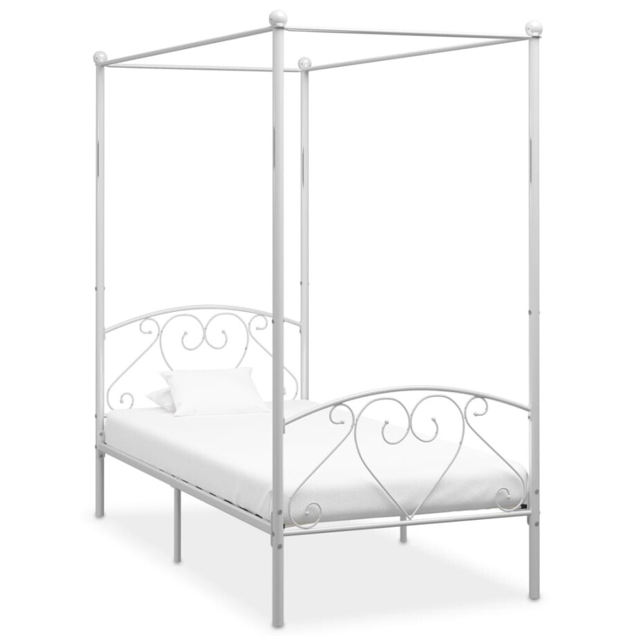 vidaXL Hemelbedframe metaal wit 90x200 cm vidaXL Hemelbedframe metaal wit 90x200 cm afbeelding 1