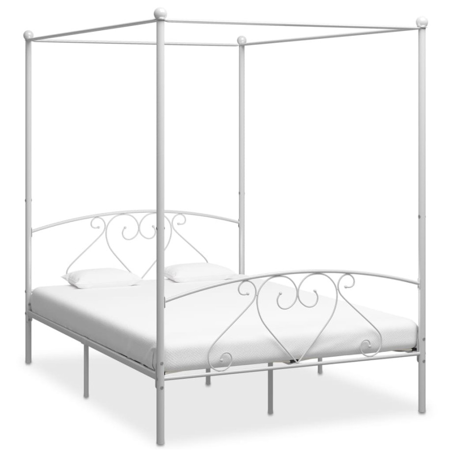 vidaXL Hemelbedframe metaal wit 140x200 cm afbeelding 1