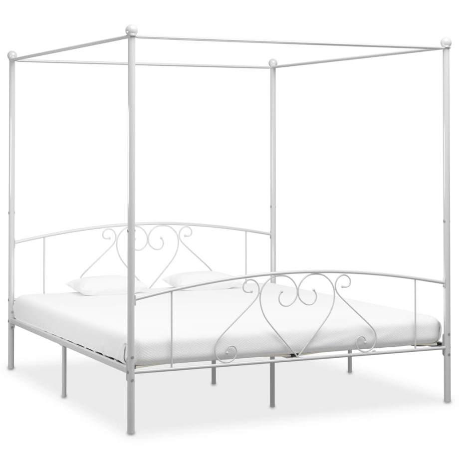 vidaXL Hemelbedframe metaal wit 180x200 cm afbeelding 1