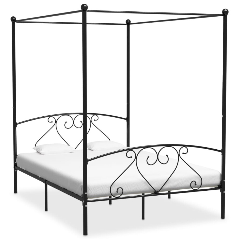 vidaXL Hemelbedframe metaal zwart 140x200 cm afbeelding 1